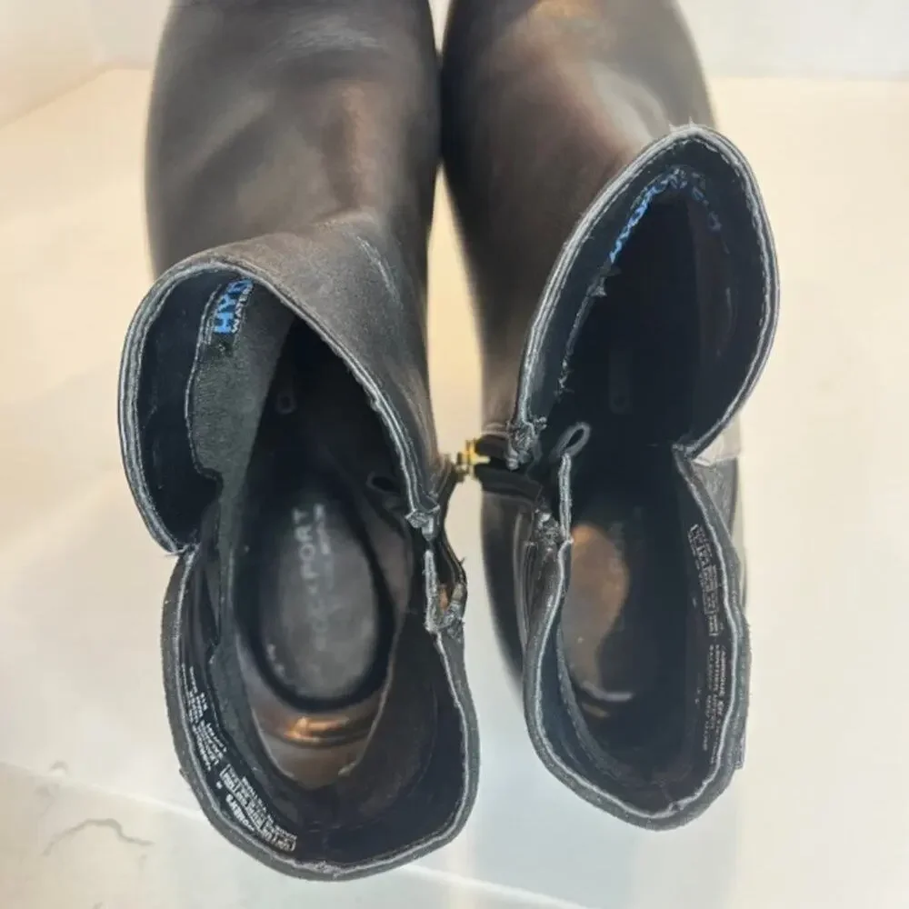 Rockport Total Motion Cherith Waterproof Black Leather Ankle Boots Women's 7